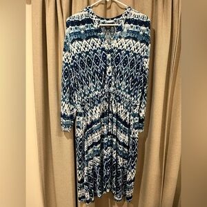 Stylish Blue Patterned Women's Dress